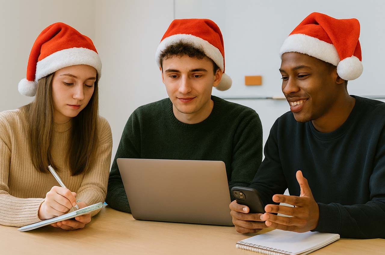 Planning your nottingham accommodation christmas - students around the desk