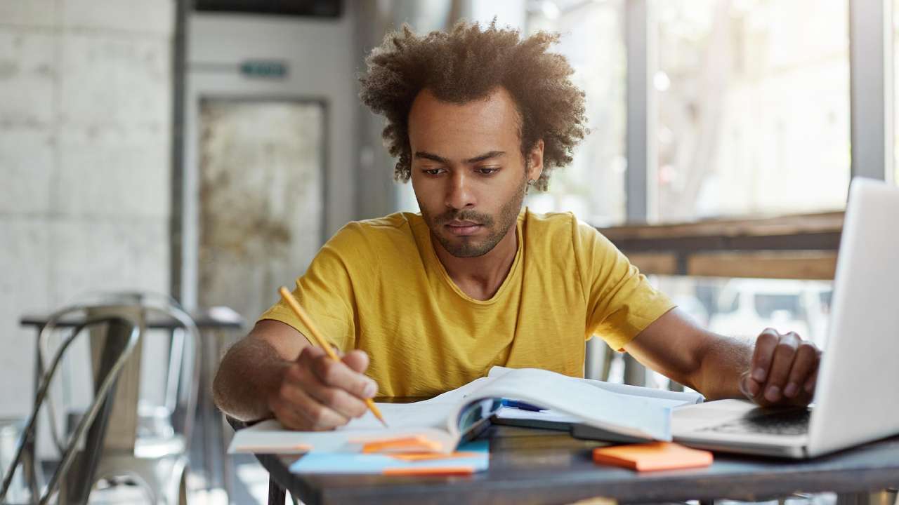 Student at Leicester Student Accommodation stuying for exams