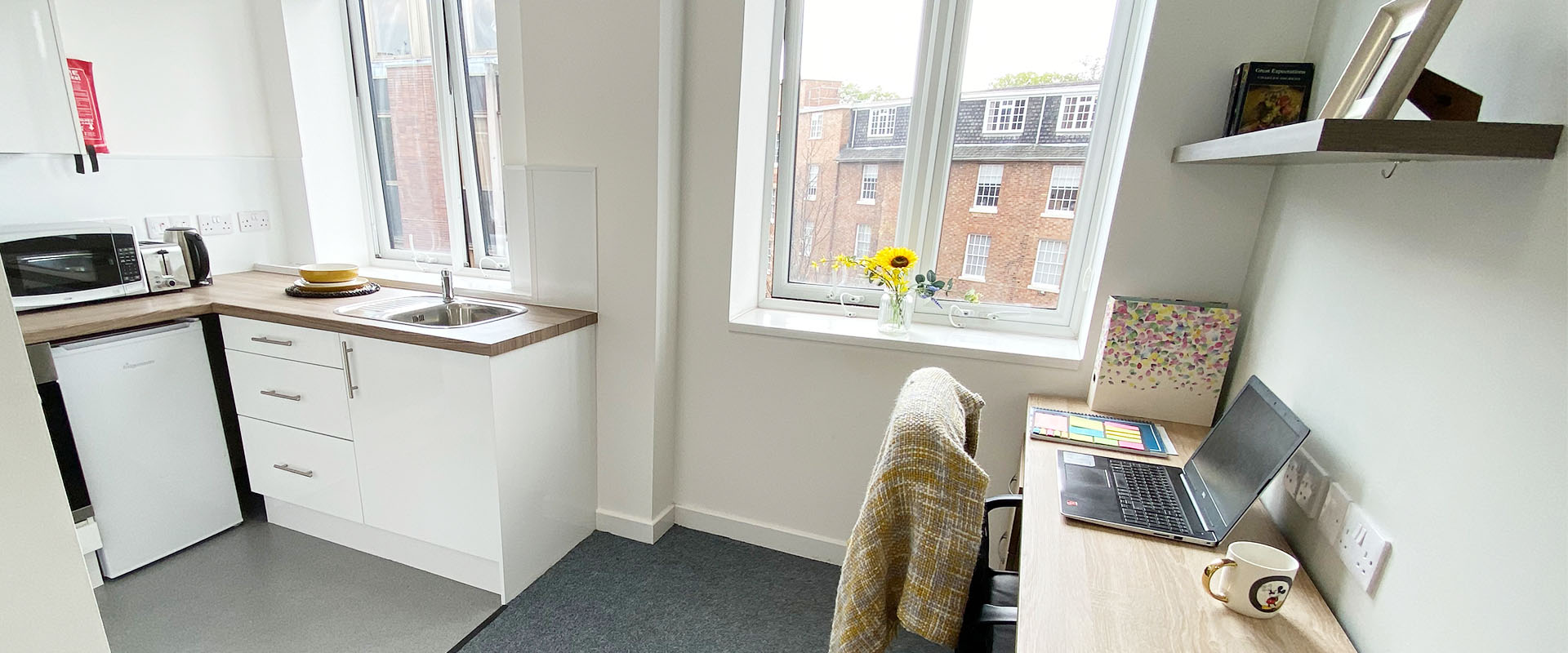 Large desks provided to assist you with your studies