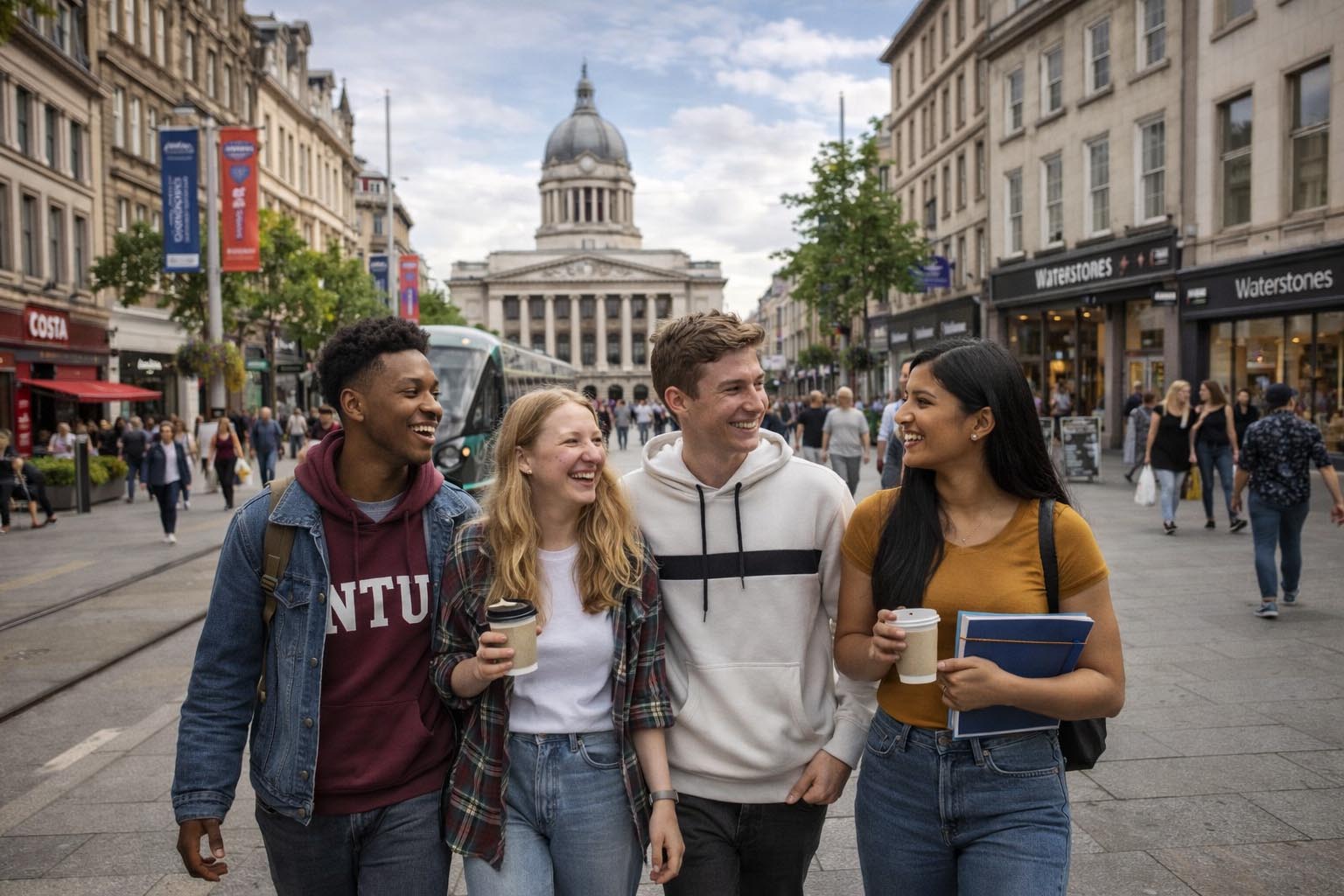 Nottingham Students taking time out in the city.