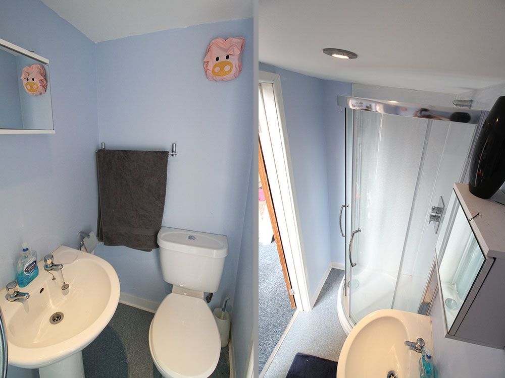 Radmoor House Loughborough Student mezzanine rooms - En suite shower, sink and toilet