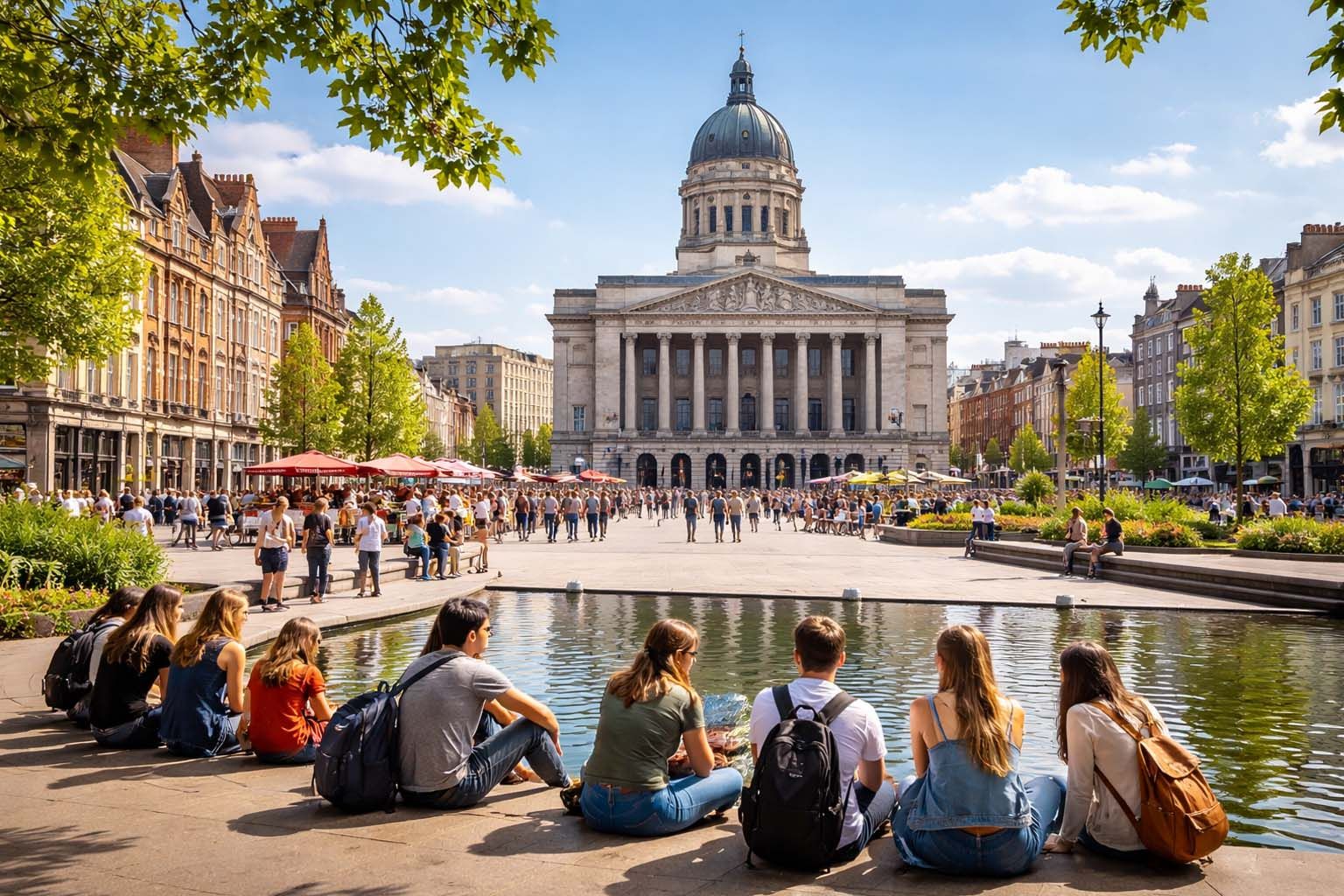 Nottingham students in the city
