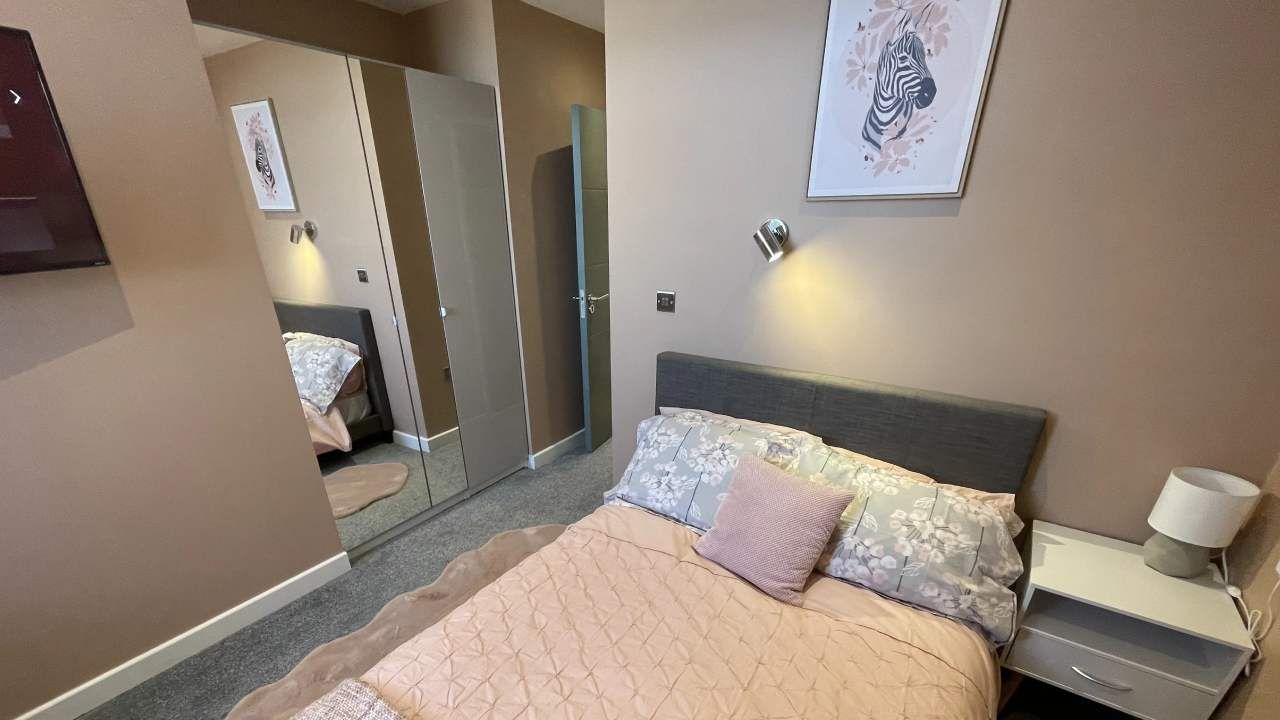 Nottingham student accommodation room with bed